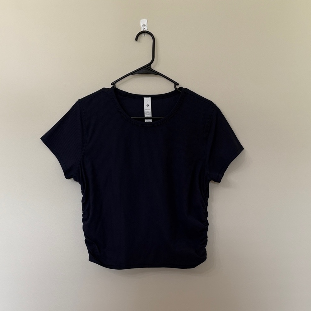 Lululemon All It Takes Ribbed Short Sleeve Navy Size 12 Like New